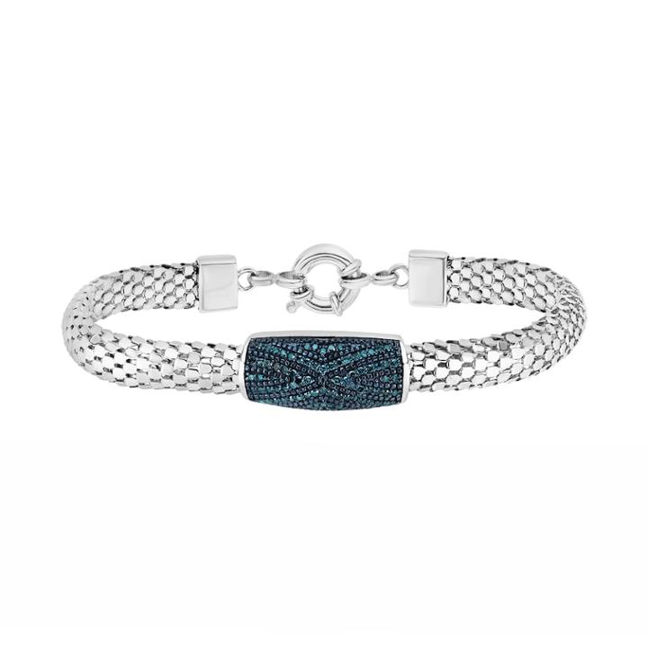 Sterling Silver Blue Diamond Popcorn Chain Bracelet, Women's