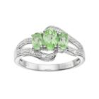 Sterling Silver Peridot & White Topaz 3-stone Bypass Ring, Women's, Size: 9, Green