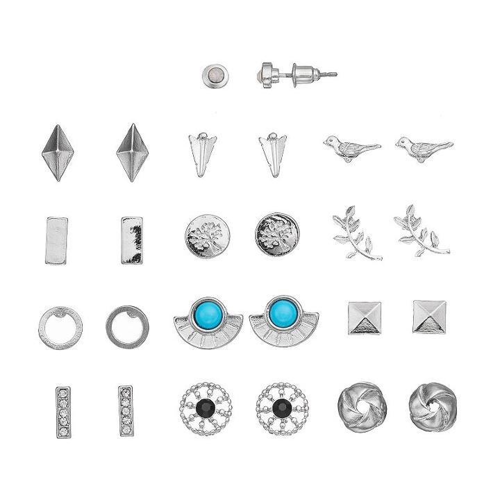 Love Knot, Bird & Vine Stud Earring Set, Women's, Turq/aqua