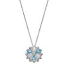 Sterling Silver Blue Topaz & Lab-created Opal Flower Pendant, Women's, Size: 18, Multicolor