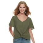 Juniors' Love, Fire Twist Front Top, Teens, Size: Small, Dark Green