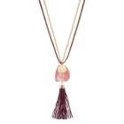 Long Pink Stone Tassel Pendant Necklace, Women's, Multicolor