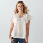 Women's Sonoma Goods For Life&trade; Embroidered Eyelet Top, Size: Medium, Natural