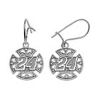 Insignia Collection Nascar Jeff Gordon Sterling Silver 24 Maltese Cross Drop Earrings, Women's, Grey