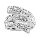 Sterling Silver Crystal Bypass Ring - Made With Swarovski Crystals, Women's, Size: 7, White