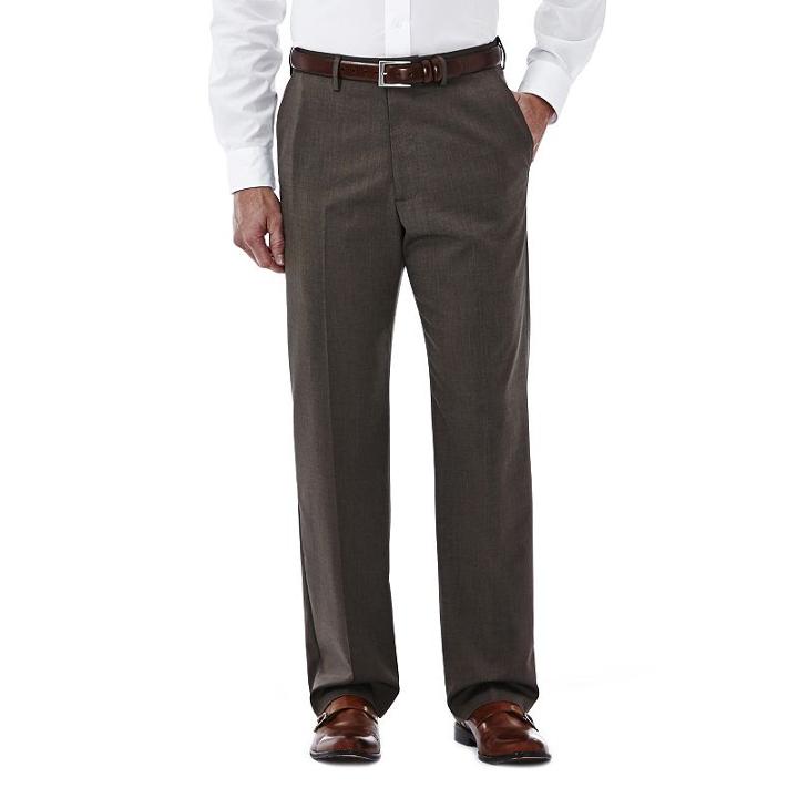 Men's Haggar Premium Classic-fit Stretch Dress Pants, Size: 36x30, Med Brown