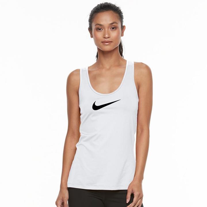 Women's Nike Training Racerback Graphic Tank, Size: Large, White