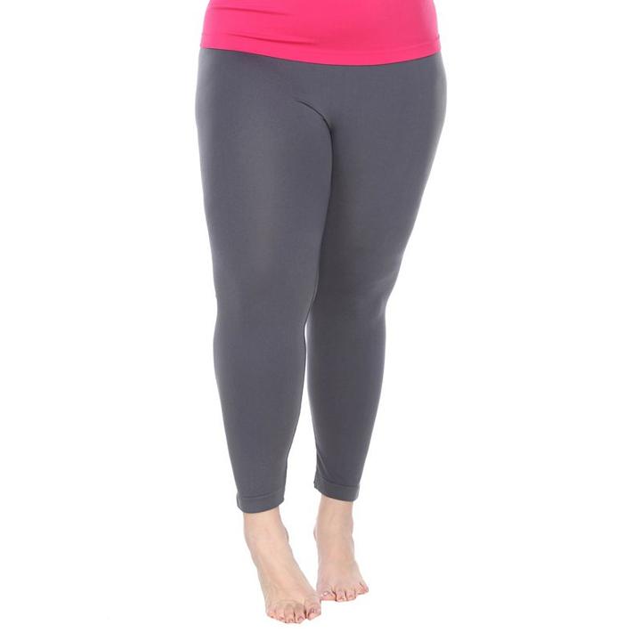 Plus Size White Mark Solid Leggings, Women's, Grey