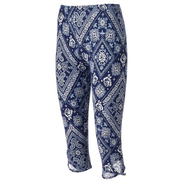 Juniors' Eye Candy Print Cutout Capri Leggings, Girl's, Size: Xl, Blue Other