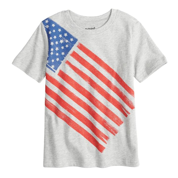 Boys 4-10 Jumping Beans&reg; Flag Jersey Graphic Tee, Size: 7, Light Grey