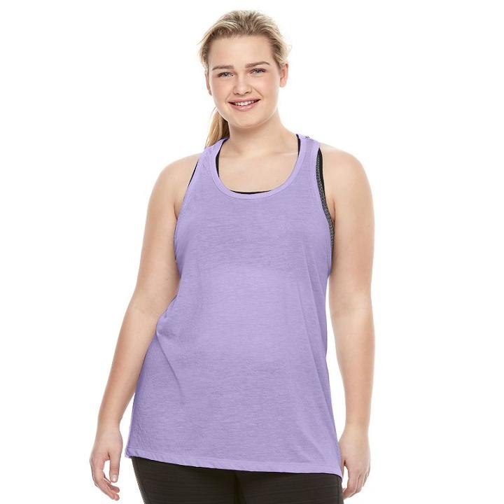 Juniors' Plus Size So&reg; Mesh Back Space-dyed Tank, Girl's, Size: 2xl, Lt Purple