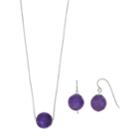Sterling Silver Agate Bead Necklace & Earring Set, Women's, Purple