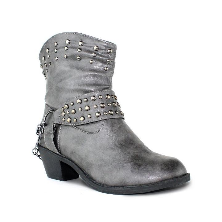 Olivia Miller Avery Women's Slouch Motorcycle Boots, Girl's, Size: 6, Grey