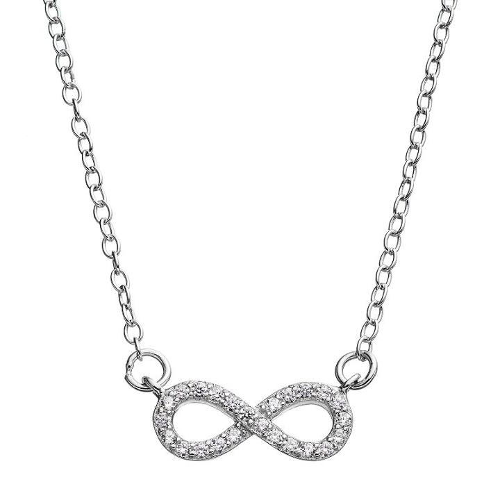 Sterling Silver Cubic Zirconia Infinity Necklace, Women's, Size: 18, Grey