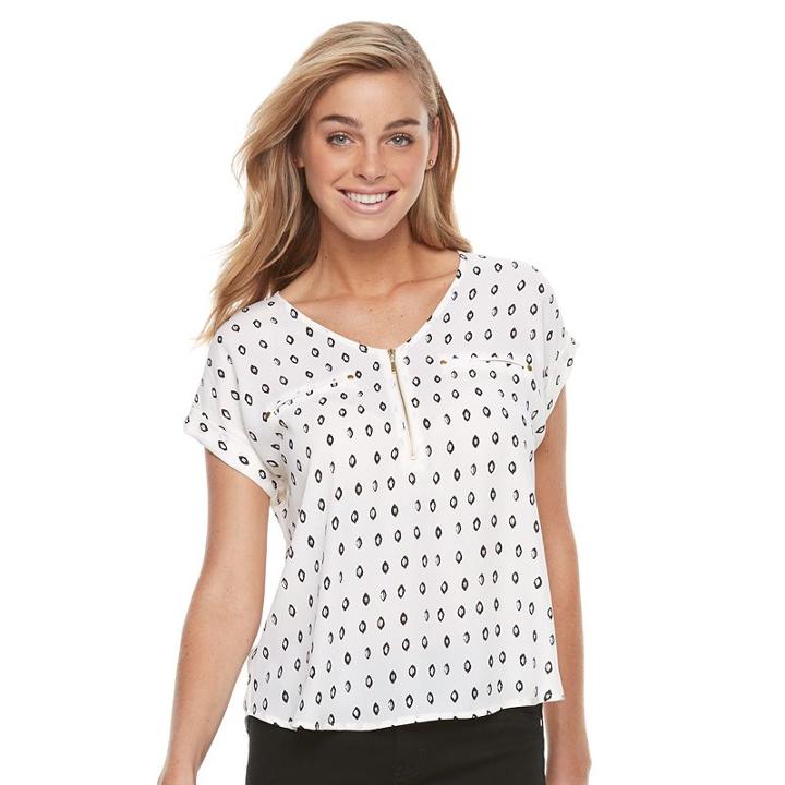 Women's Apt. 9&reg; Zipper Accent Top, Size: Xl, White