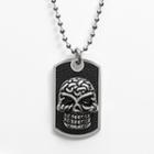 Stainless Steel And Black Immersion-plated Stainless Steel Skull Dog Tag - Men, Grey