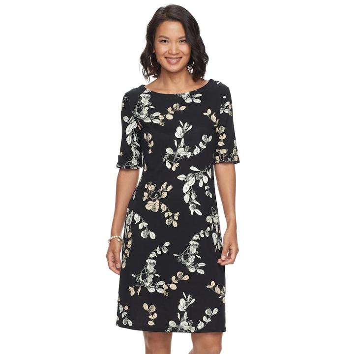 Women's Croft & Barrow&reg; Print Sheath Dress, Size: Medium, Lt Beige