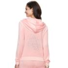 Women's Juicy Couture Graphic Velour Hooded Jacket, Size: Medium, Med Pink