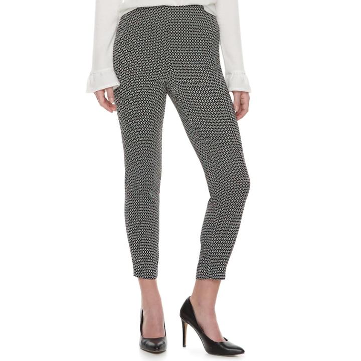 Women's Elle&trade; Scalloped Pull-on Ankle Pants, Size: Xxl, Black