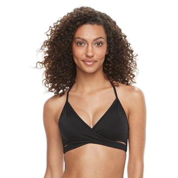 Women's S.o.s. Sun Ocean Sand Wrap Bra-sized Halter Bikini Top, Size: 34 B/c, Black