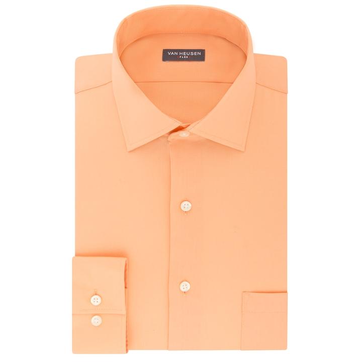 Men's Van Heusen Flex Collar Regular Fit Stretch Dress Shirt, Size: 17.5-32/33, Brt Orange