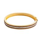 18k Gold Over Brass Crystal Striped Bangle Bracelet, Women's, Yellow