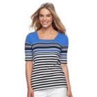 Women's Croft & Barrow&reg; Squareneck Tee, Size: Small, Blue (navy)