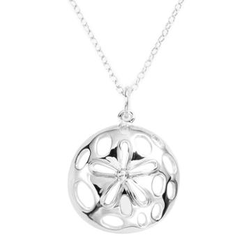 Jewelry For Trees Platinum Over Silver Sand Dollar Pendant, Women's, Grey