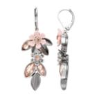 Simply Vera Vera Wang Pink & Gray Simulated Crystal Flower Drop Earrings, Women's