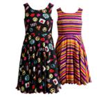 Girls 7-16 Emily West Reversible Emoji & Stripes Skater Dress, Girl's, Size: 10, Oxford