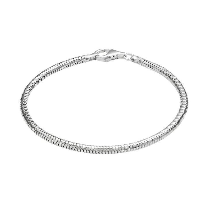Individuality Beads Sterling Silver Snake Chain Bracelet, Women's, Size: 7.5, Grey