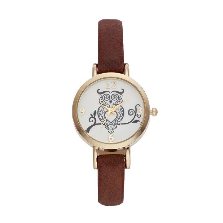 Vivani Women's Owl Watch, Brown