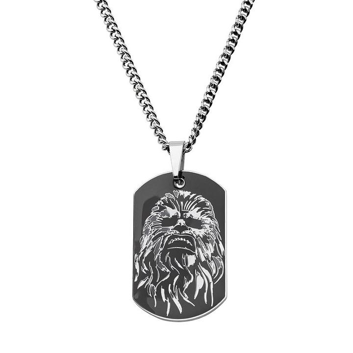 Star Wars: Episode Vii The Force Awakens Men's Stainless Steel Chewbacca Dog Tag Necklace, Grey