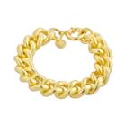 Elegante 18k Gold Over Brass Textured Cuban Chain Bracelet - 8.5-in, Women's, Size: 8.50, Yellow