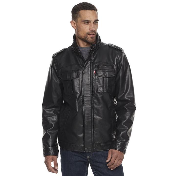 Men's Levi's® Sherpa-lined Faux-leather Trucker Jacket, Size: Large, Black