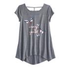 Girls 7-16 & Plus Size So&reg; Cage-back Printed Legging Tee, Size: 12, Med Grey