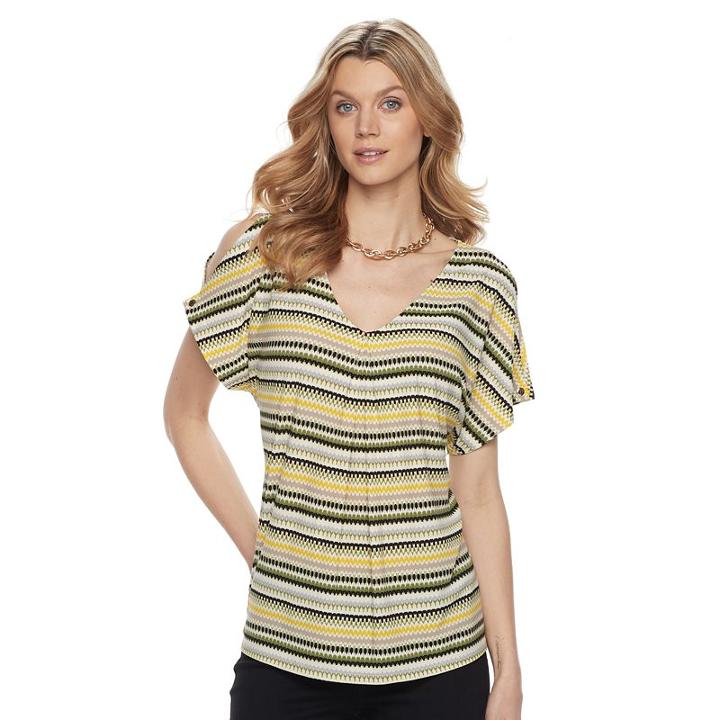 Women's Dana Buchman Cold-shoulder Tie-front Top, Size: Xl, Brt Yellow
