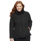Plus Size Weathercast Quilted Midweight Moto Jacket, Women's, Size: 1xl, Black