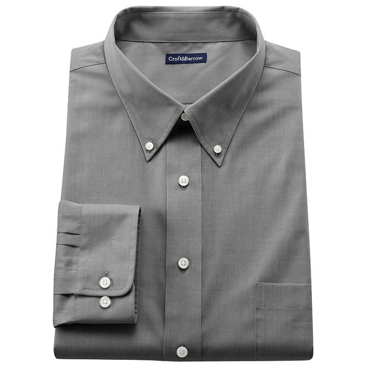 Big & Tall Croft & Barrow&reg; Solid Easy-care Button-down Collar Dress Shirt, Men's, Size: 16.5 36/7t, Black
