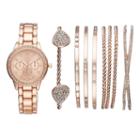 Women's Crystal Watch & Bracelet Set, Size: Medium, Pink