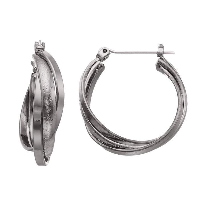 Textured Crisscross Multi Hoop Earrings, Women's, Multicolor