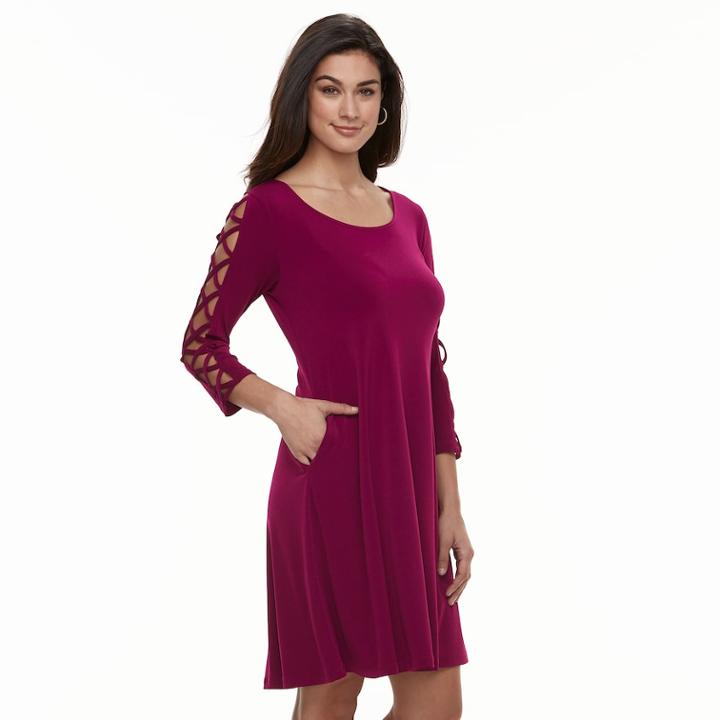 Women's Nina Leonard Strappy-sleeve Shift Dress, Size: Small, Light Pink