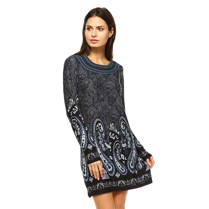 Women's White Mark Paisley Embroidered Sweaterdress, Size: Large, Grey Other