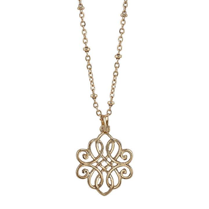 1928 Filigree Intertwined Pendant Necklace, Women's, Size: 16, Yellow