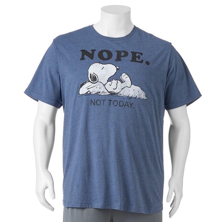 Big & Tall Peanuts Nope. Not Today. Tee, Men's, Size: Xl Tall, Red Overfl