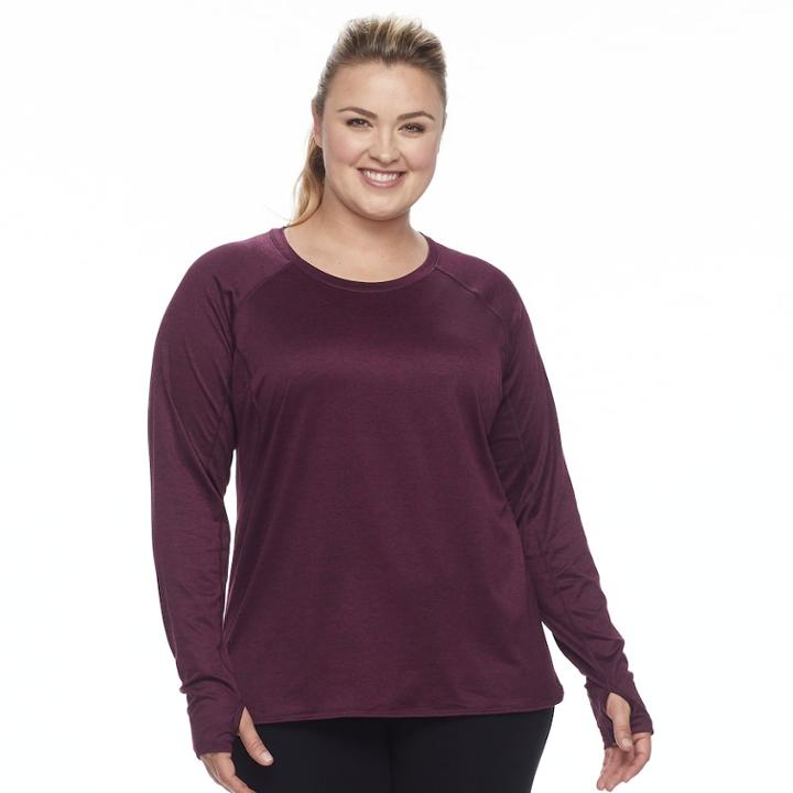 Plus Size Tek Gear&reg; Long Sleeve Performance Tee, Women's, Size: 2xl, Drk Purple