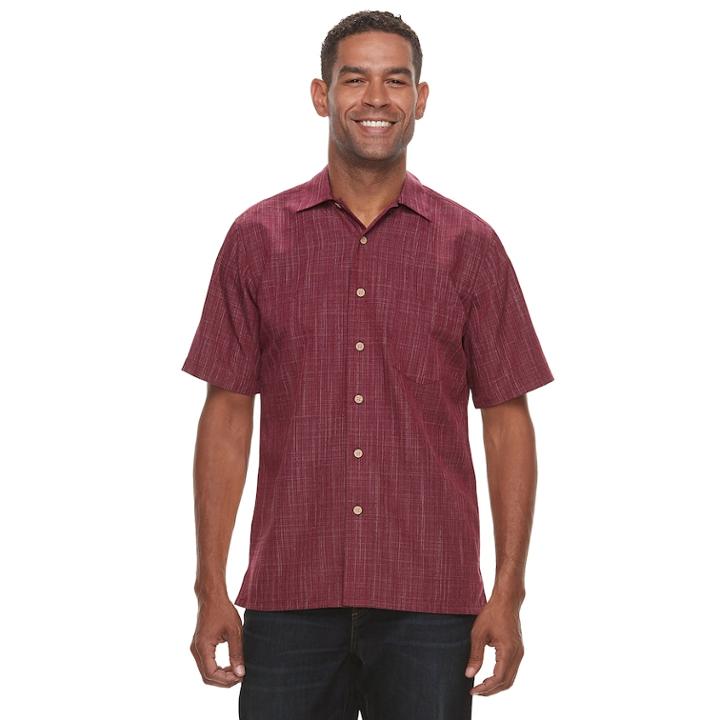 Men's Batik Bay Regular-fit Microfiber Button-down Shirt, Size: Xl, Dark Red