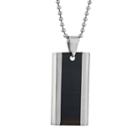Lynx Stainless Steel Wood And Dog Tag Necklace - Men, Size: 22, Brown