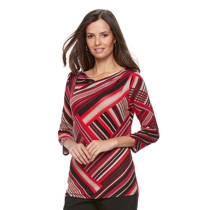 Women's Dana Buchman Half-cowlneck Top, Size: Large, Med Red