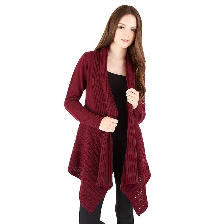 Iz Byer California, Juniors' Draped Open-work Cardigan, Girl's, Size: Xs, Dark Red